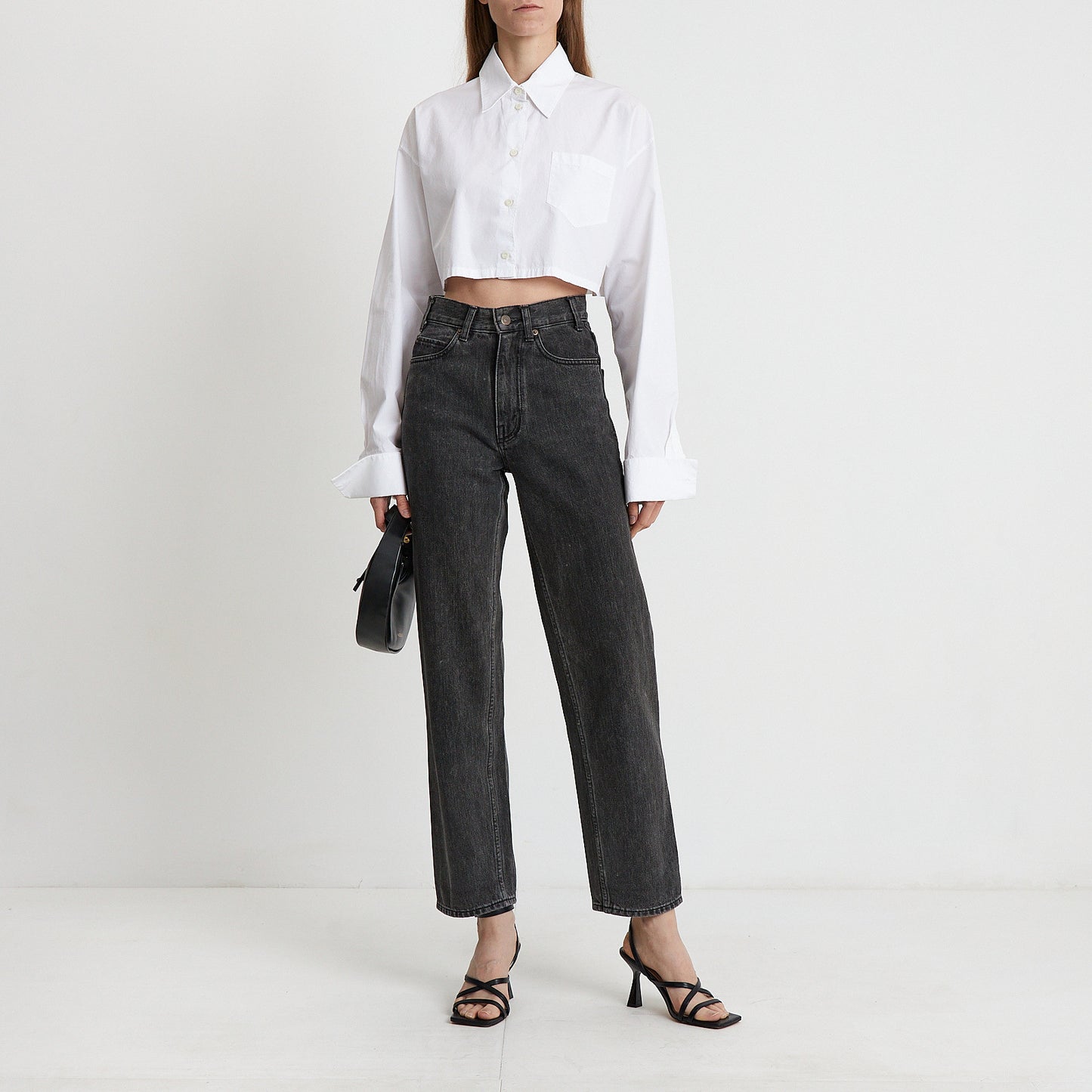 Ash Grey High-Rise Straight Jeans