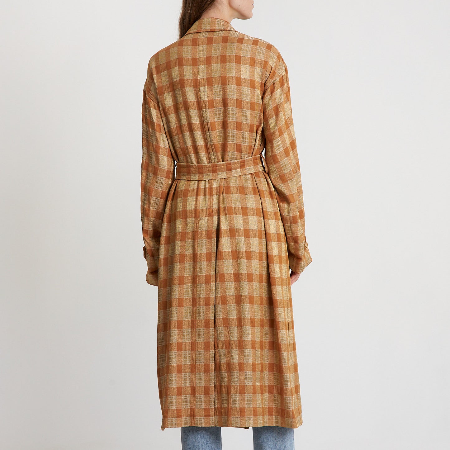Amber Check Belted Trench Coat
