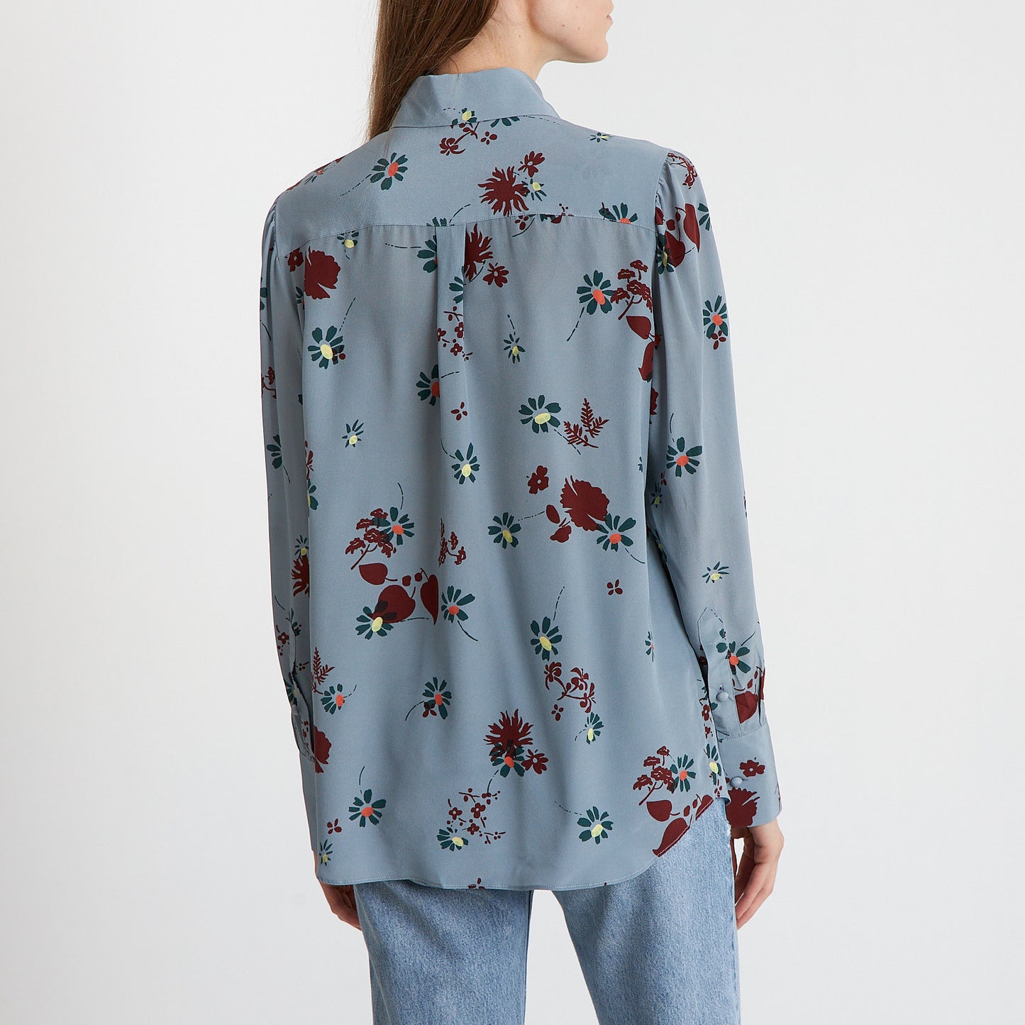 Sky Bloom Silk Blouse