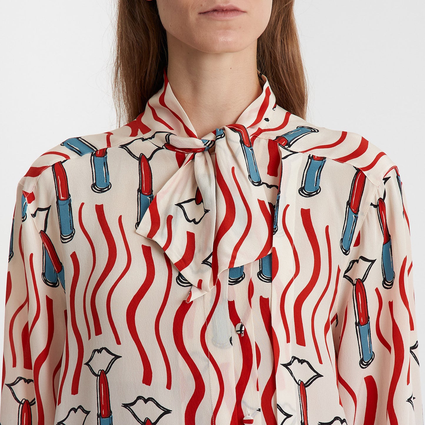 Silk Lip Print Blouse