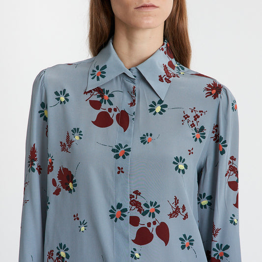 Sky Bloom Silk Blouse