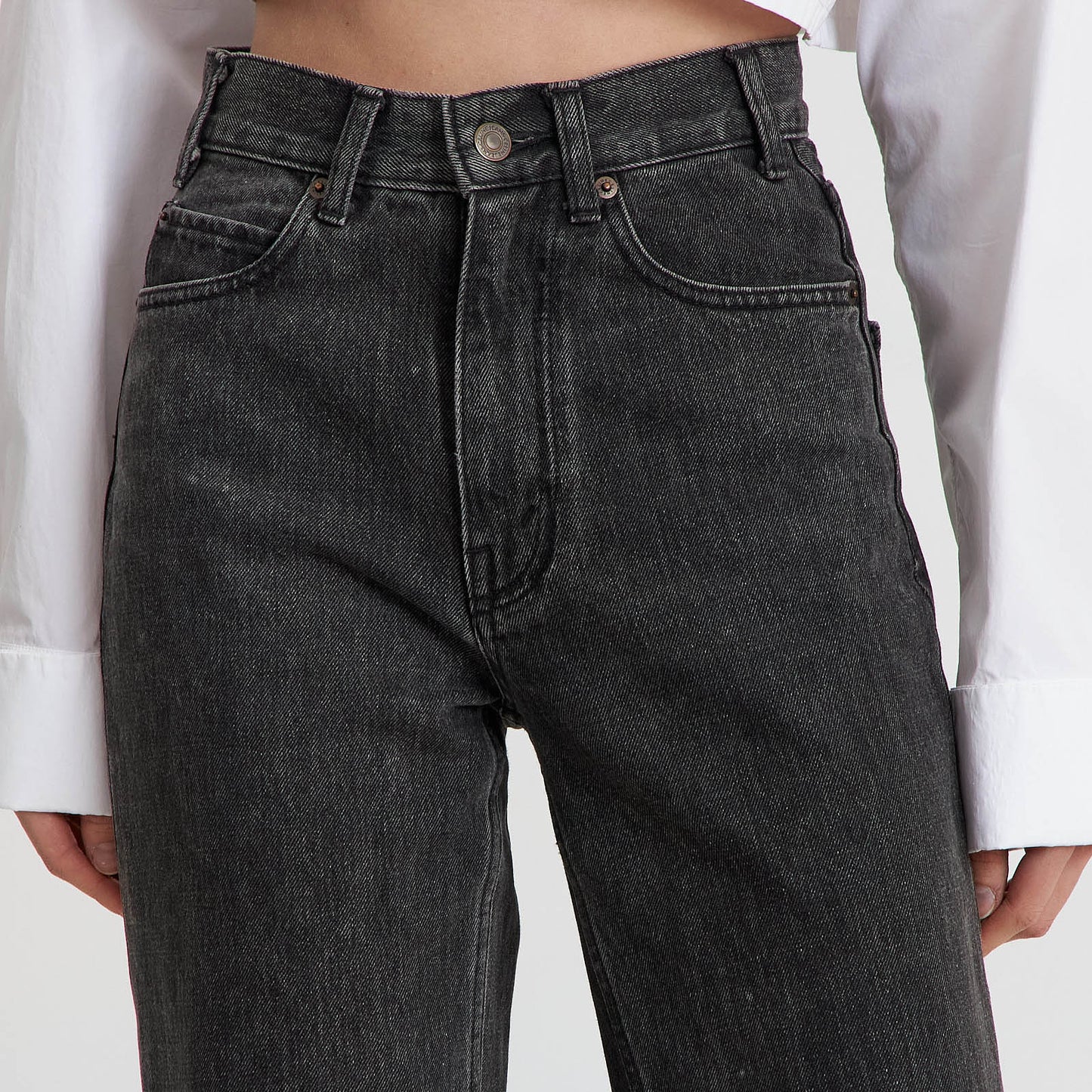 Ash Grey High-Rise Straight Jeans