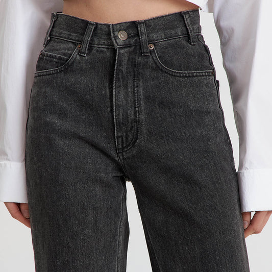 Ash Grey High-Rise Straight Jeans
