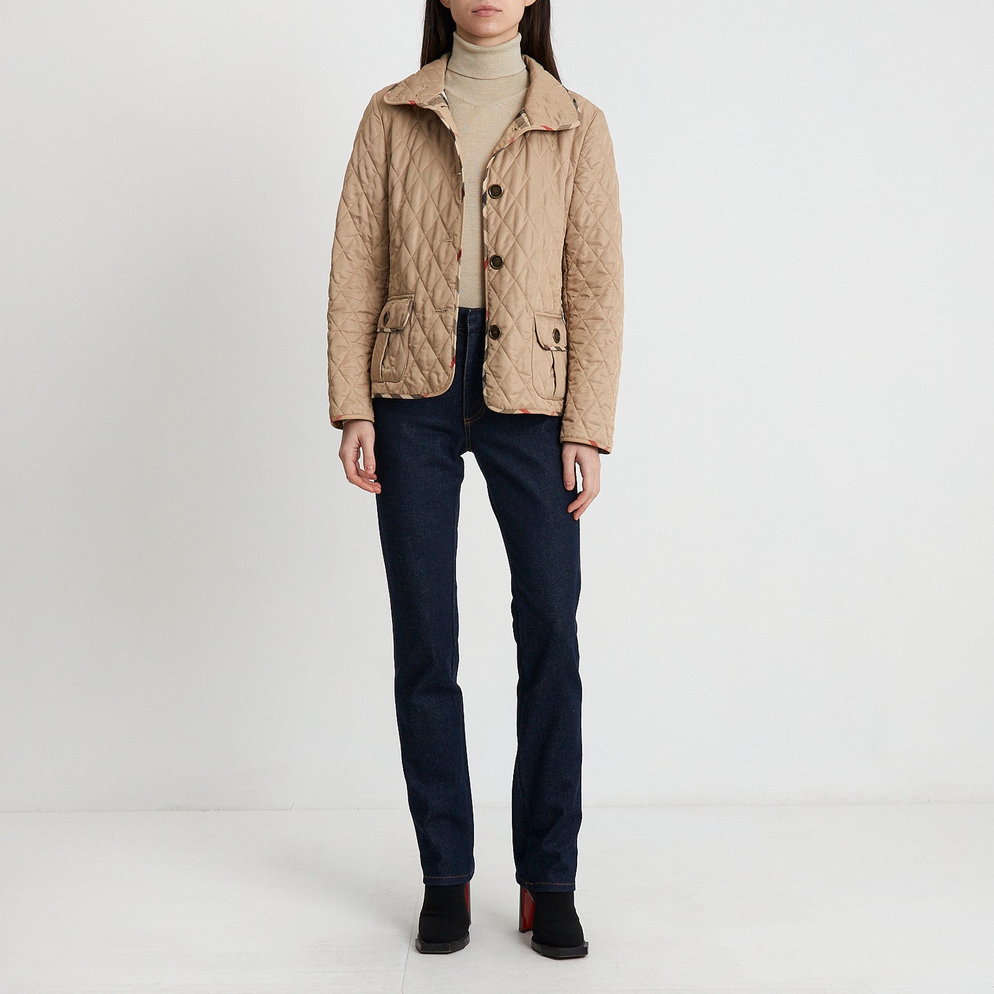 Camel Quilted Tailored Jacket