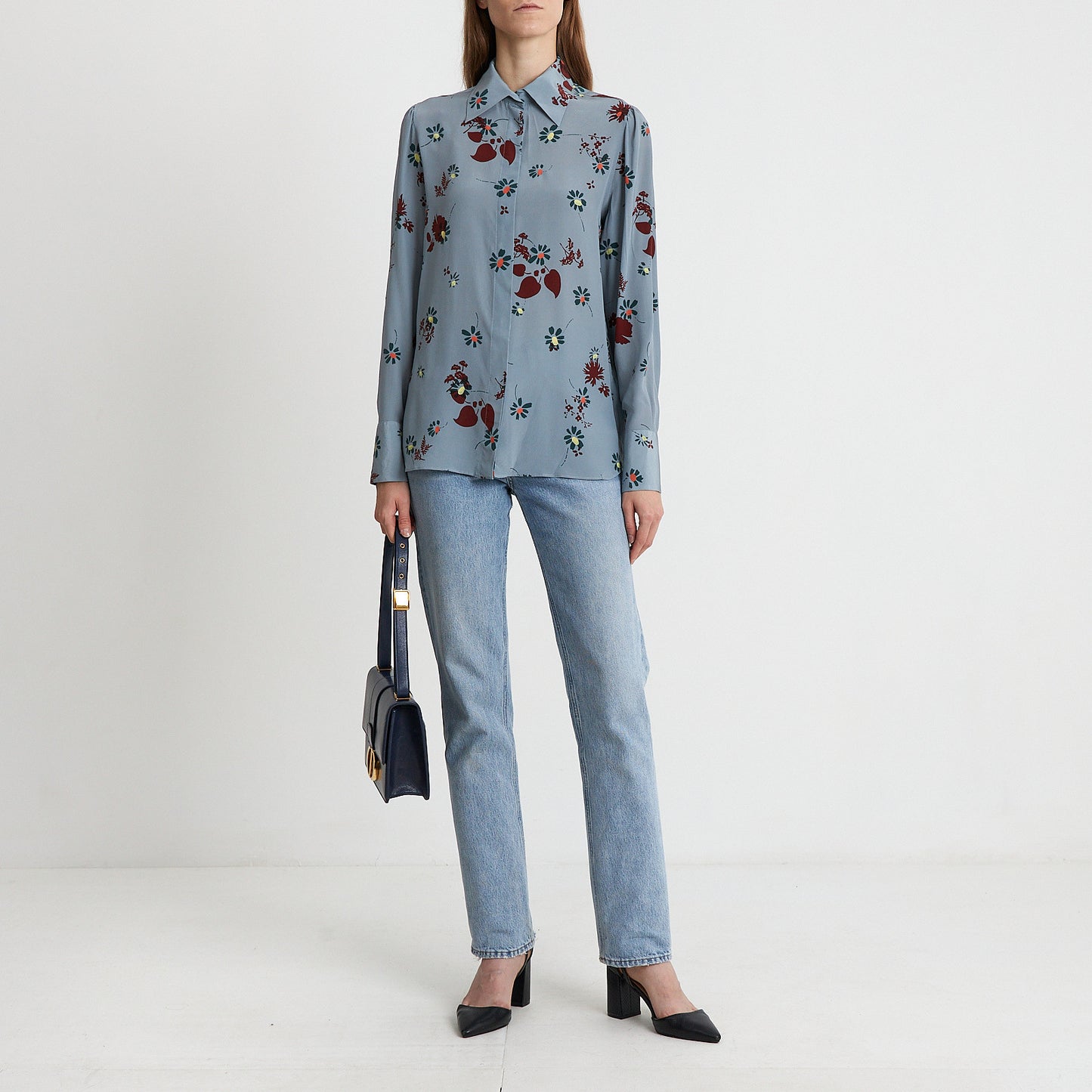Sky Bloom Silk Blouse