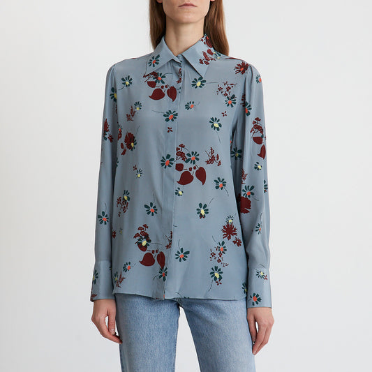 Sky Bloom Silk Blouse