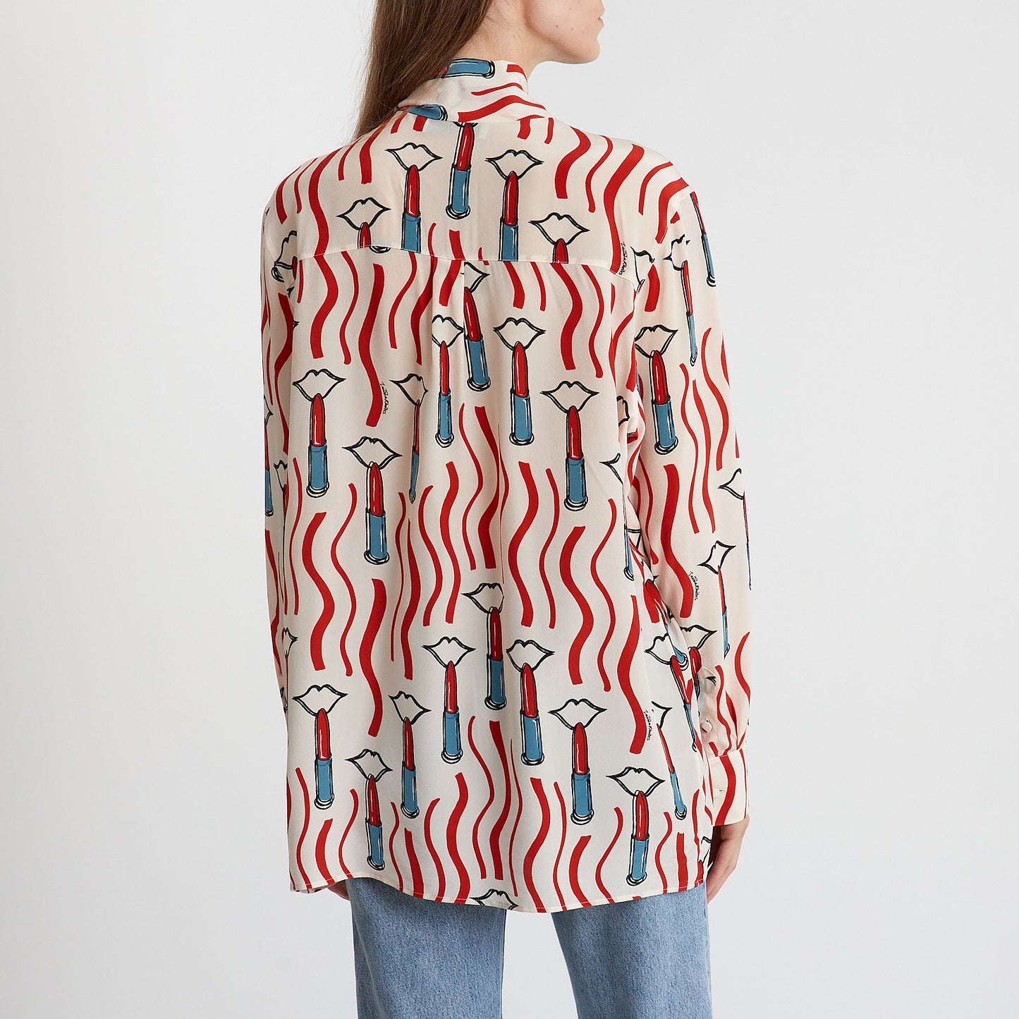 Silk Lip Print Blouse