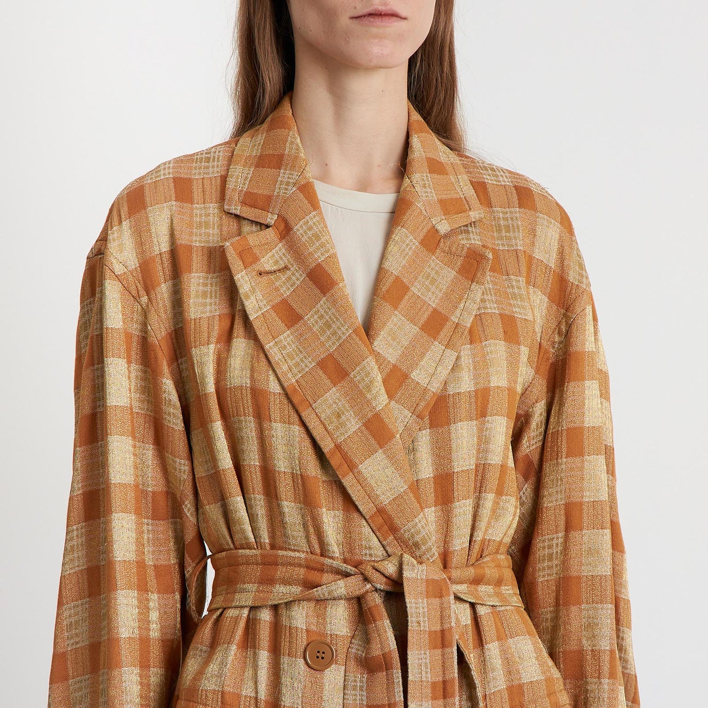 Amber Check Belted Trench Coat