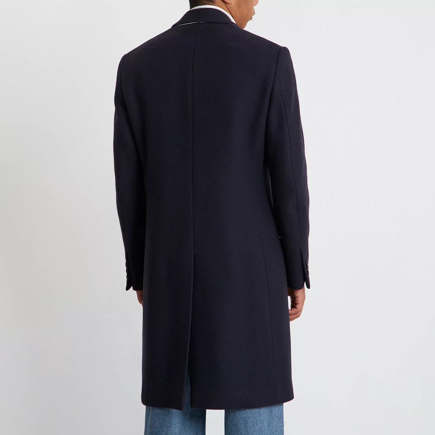 Navy Double-Breasted Tailored Coat